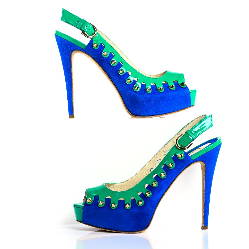 Brian Atwood Blue Green Spiked Heels Size 6